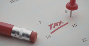 A calendar representing a tax deadline